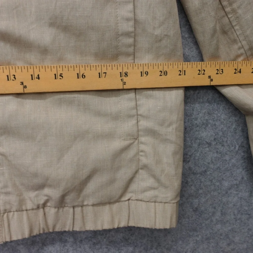 BANANA REPUBLIC Mens Harrington Jacket M Beige Linen Full Zip Utility Bomber